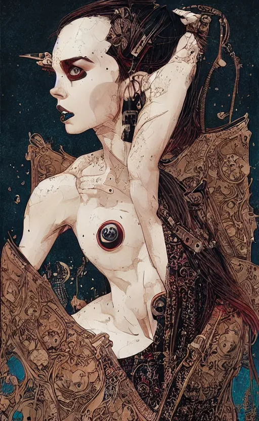 Image similar to badempanada, eun emerging from renaissance italy into a cyberpunk mutiversal realm by conrad roset, nicola samuri, dino valls, m. w. kaluta, jakub rebelka, rule of thirds, seductive look, beautiful