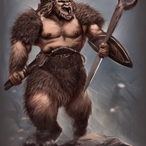 Image similar to viking beast bear slayer, thunder god, trending on artstation, anime 4 k