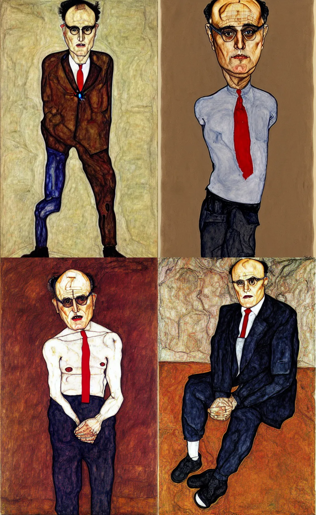 Prompt: rudy giuliani full body by egon schiele