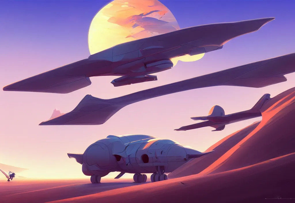 Image similar to a small and chubby futuristic airplane in a desert at dawn, intricate oil painting, high detail illustration, sharp high detail, manga and anime 1 9 9 9, official fanart behance hd artstation by jesper ejsing and makoto shinkai, 4 k,