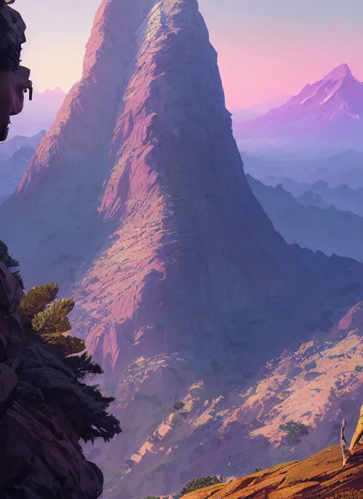 Image similar to highly detailed portrait mountain in gta v, stephen bliss, unreal engine, fantasy art by moebius greg rutkowski, loish, rhads, ferdinand knab, makoto shinkai and lois van baarle, ilya kuvshinov, rossdraws, tom bagshaw, global illumination, radiant light, detailed and intricate environment