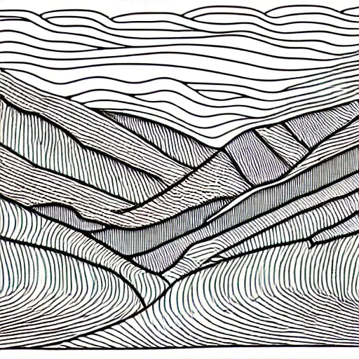 Image similar to a very intricate line art of a landscape, extremely detailed, masterpiece