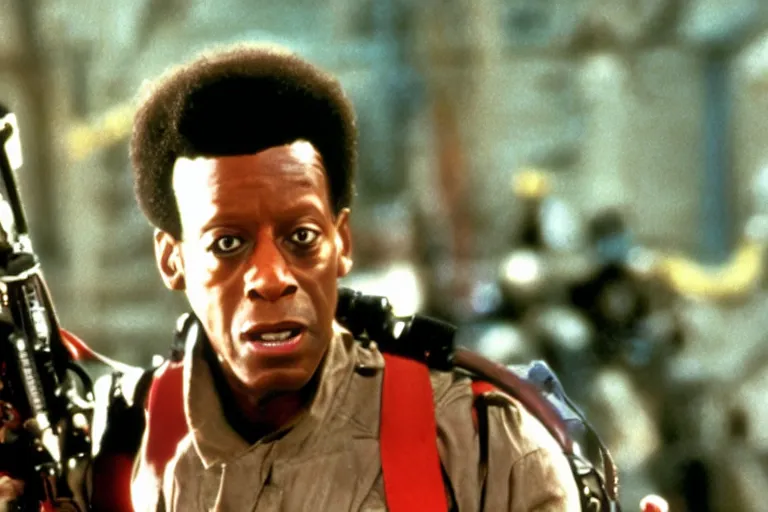 Prompt: Orlando Jones in a still from the movie Ghostbusters 2 (1989)