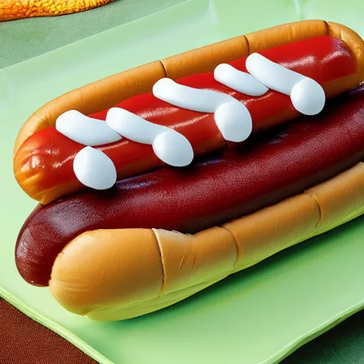 Image similar to a caterpillar shaped hotdog