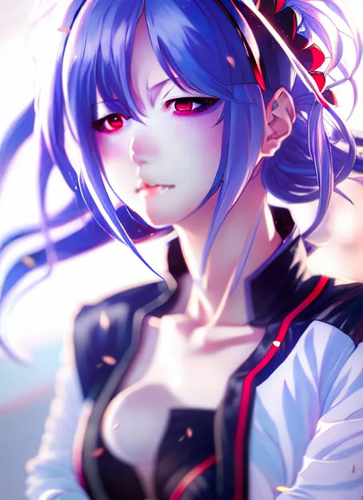 Image similar to an anime portrait of honkai impact 3 rd character mei raiden, by sakimichan, stanley artgerm lau, wlop, rossdraws, james jean, andrei riabovitchev, marc simonetti, pixiv top monthly, danboru, zerochan, by kyoto illustration, ilya kuvshinov