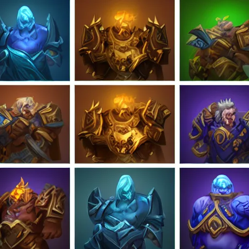 Prompt: complete icon set for a Blizzard Warcraft game