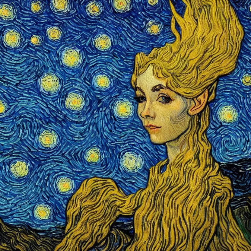 An oil painting of terrible, but beautiful Elven Queen | Stable ...