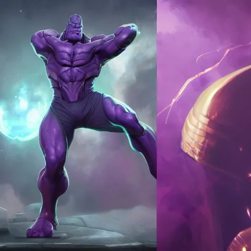 Image similar to Thanos by Stanley Artgerm Lau, WLOP, James Jean, Andrei Riabovitchev, Marc Simonetti, Yoshitaka Amano, ArtStation, CGSociety