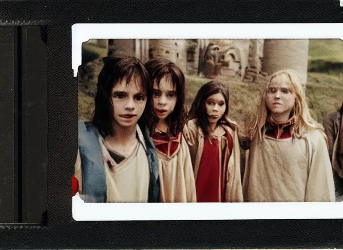 Prompt: a polaroid instax film still of harry potter and the goblet of fire