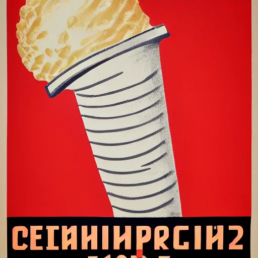 Image similar to soviet propaganda poster of an ice cream cone