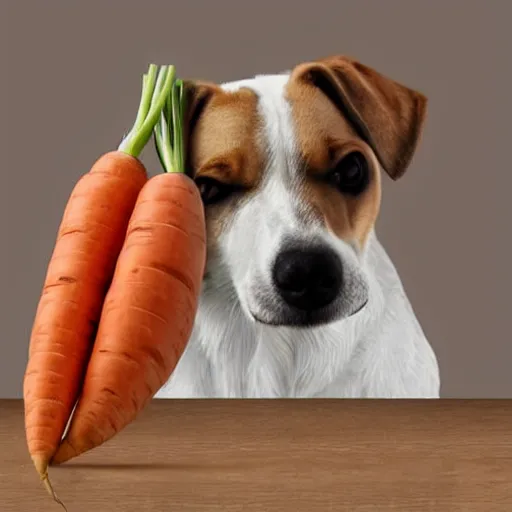 Image similar to A carrot eating a dog, warm lighting, photorealistic