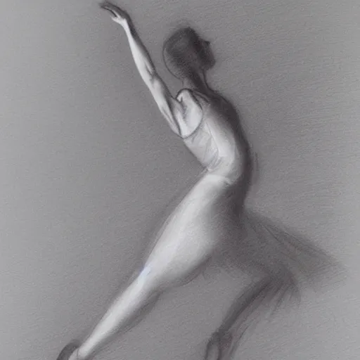 Image similar to gorgeous graceful graphite gesture drawing of a ballerina dancing through time and space, highly detailed, smooth, focus