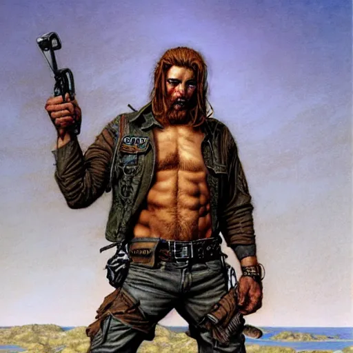 Image similar to rugged ranger, by gerald brom