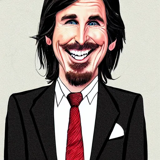 Image similar to caricature of christian bale, professional, silly