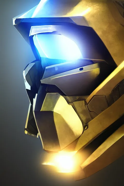 Image similar to robot ninja mask helmet halo master chief radiating a glowing aura global illumination ray tracing hdr fanart arstation by ian pesty and katarzyna da „ bek - chmiel