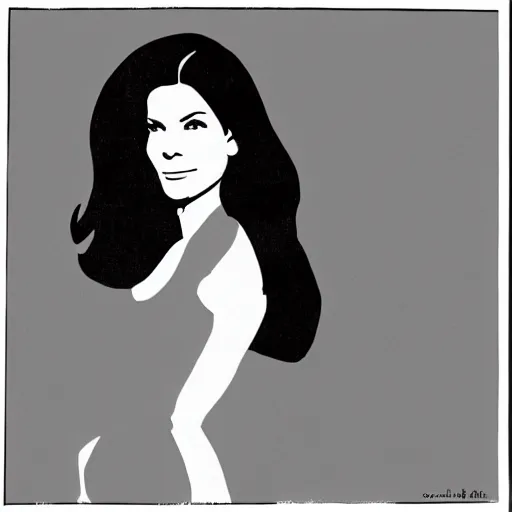 Image similar to 1960s minimalist illustration of Sandra Bullock