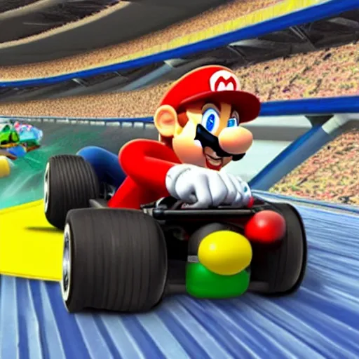 Image similar to eminem in mario kart