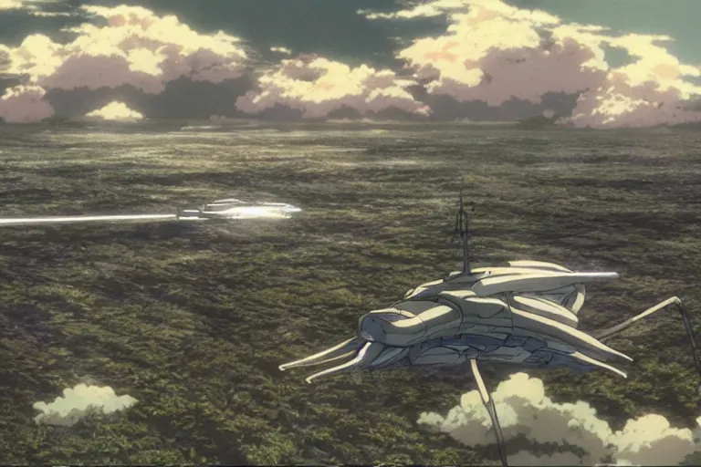 Image similar to still from anime sci-fi movie by Studio Ghibli, realistic