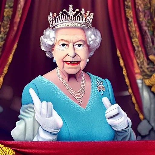 Prompt: Queen Elizabeth Disney character