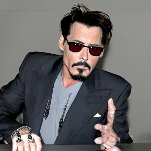 Image similar to Iron Man Tony Stark played by Johnny Depp