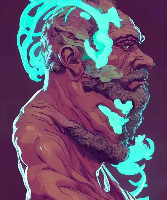 Image similar to a portrait of a half zeus half devil, fantasy, elegant, digital painting, artstation, concept art, matte, sharp focus, illustration, art by josan gonzalez