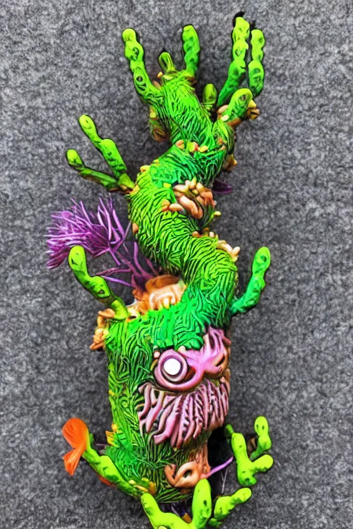 Image similar to creature sushi roots cactus elemental flush of force nature micro world fluo light deepdream