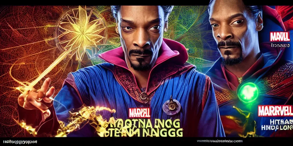 Image similar to snoop dogg as the doctor strange, marijuana leaves, marijuana, green light, highly detailed, marvel cinematic universe, mcu, photo