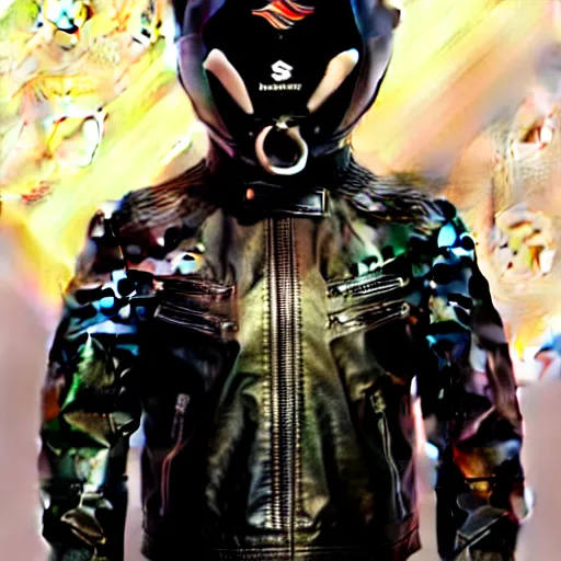 Image similar to a bunny wearing a leather jacket, riding a suzuki dr 6 0 0 motorcycle, highly detailed, digital painting, artstation, concept art, matte, sharp focus, highly detailed, 4 k, hdr, smooth, sharp focus, high resolution, award - winning photo, photorealistic, art by artgerm and greg rutkowski and alphonse mucha, large shot