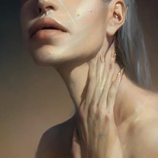 Image similar to a beautiful portrait of a goddess with transparent skin by greg rutkowski and raymond swanland, trending on artstation, ultra realistic digital art