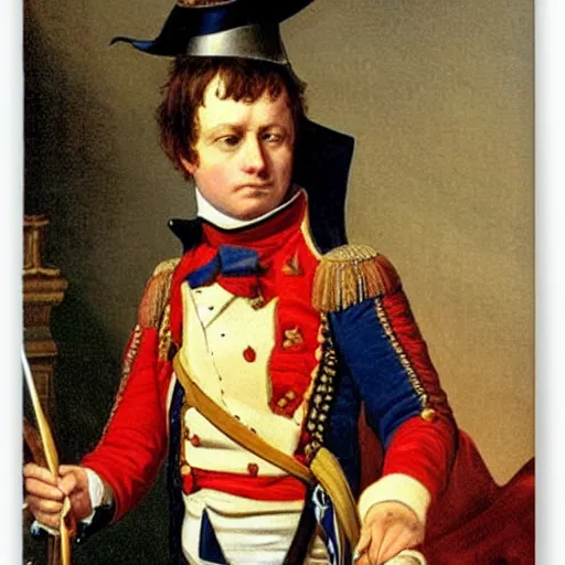 Image similar to Napoleon looking his phone by Caravage