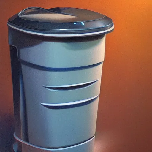 Prompt: a portrait of trash can, art by boris vallejo and greg danton and denys tsiperko, detailed, hyperrealism, artstation