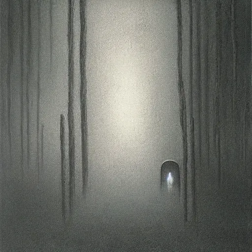 Prompt: Dark commuter ghost. Zdzisaw Beksinski.