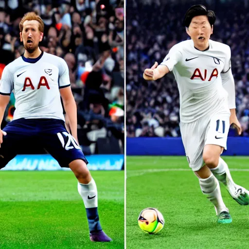 Prompt: harry kane and son heung-min in naruto,