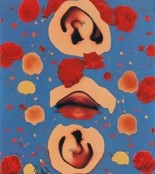 Image similar to And if a kiss could melt a heart show me, collage, by Tadanori Yokoo