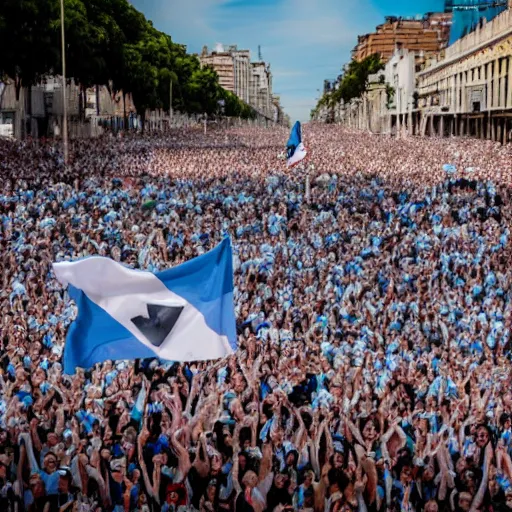 Image similar to Lady Gaga as Evita, Argentina presidential rally, Argentine flags behind, bokeh, epic photo, detailed, Argentina