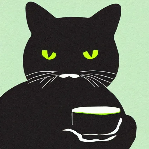 Image similar to black cat holding bottle of green liquid