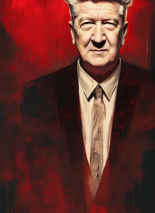 Image similar to portrait of david lynch in the marvel cinematic universe, official media, official poster artwork, highly detailed, centered, solid color background, digital painting, artstation, concept art, smooth, sharp focus, illustration, donato giancola, joseph christian leyendecker, les edwards, ed repka, wlop