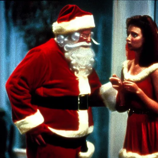 Image similar to santa claus horror movie still 1 9 8 6