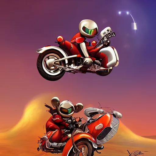 Prompt: motorbike mice from mars , digital Art, nilian animation studio, Trending cinematographic artstation