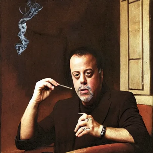 Prompt: billy joel smoking a cigarrete as a renaissance painting