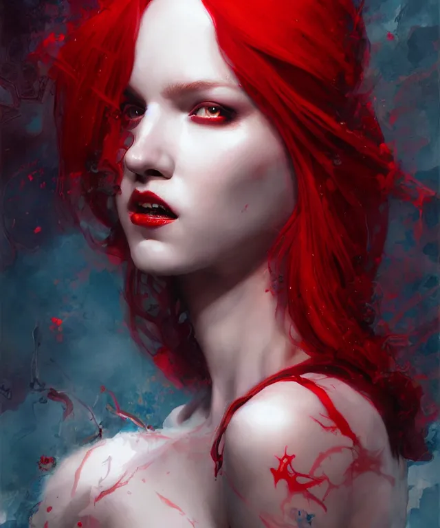 Image similar to a demonic princess with flowing red hair painting by greg ruthowski, detailed, henry ascensio, craig mullins, intricate and detailed