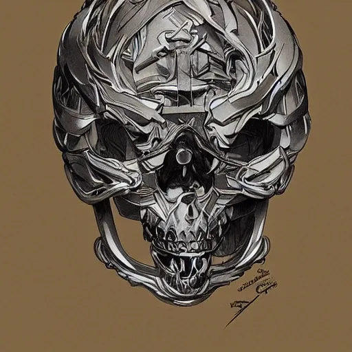 Image similar to anime manga skull portrait young soldier helmet war skeleton, intricate, elegant, highly detailed, digital art, ffffound, art by JC Leyendecker and sachin teng