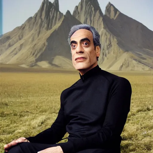 Image similar to a portrait of dr. julian bashir from star trek : deep space 9 with background scenery by juergen teller, iris van herpen