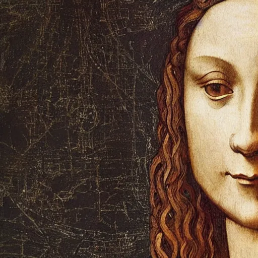 Image similar to ai pretending to be him, da vinci painting,