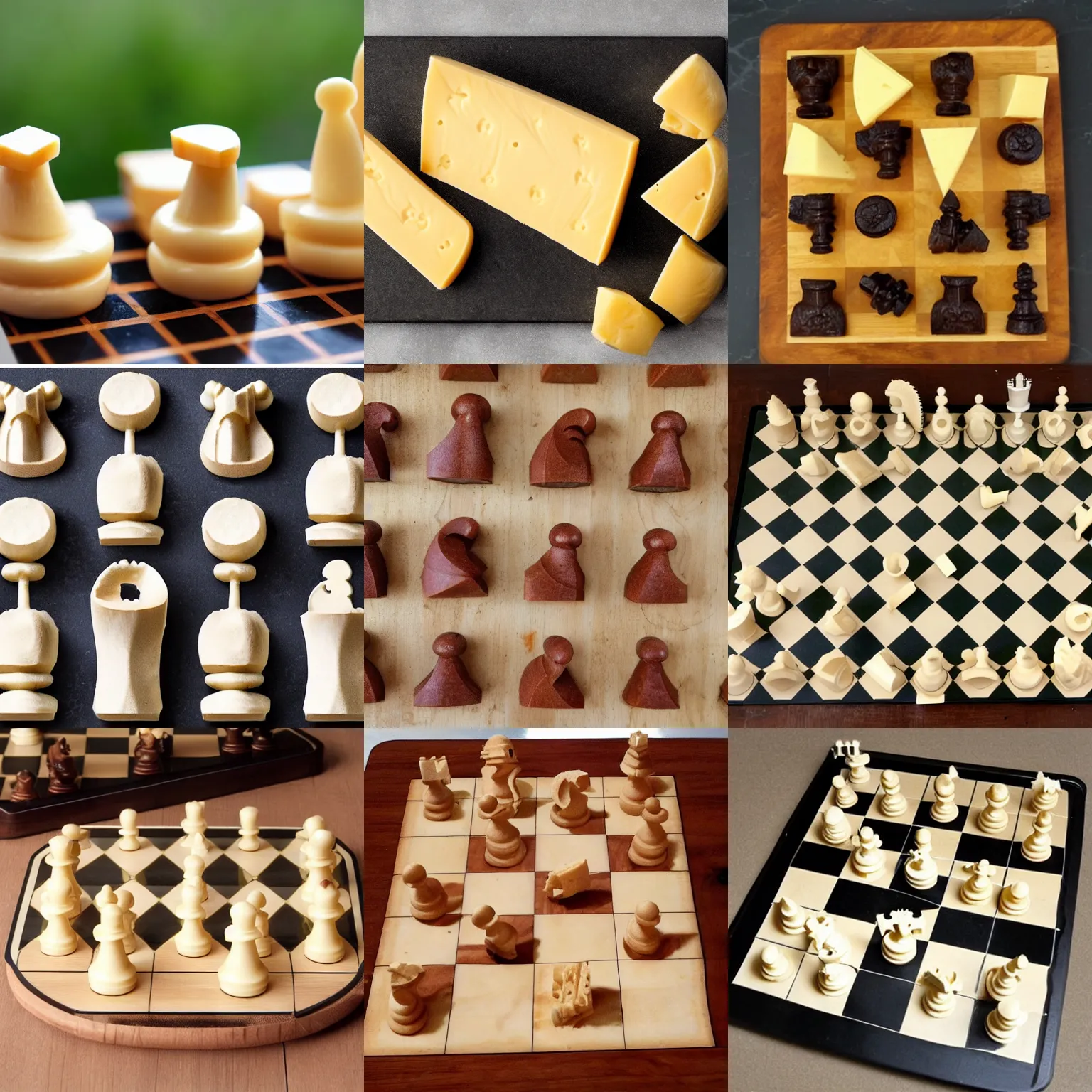 Prompt: chiseled cheese chess