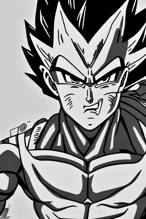 Image similar to prince vegeta, saiyan, grayscale photography, very detailed, 4 k 🎨🖌