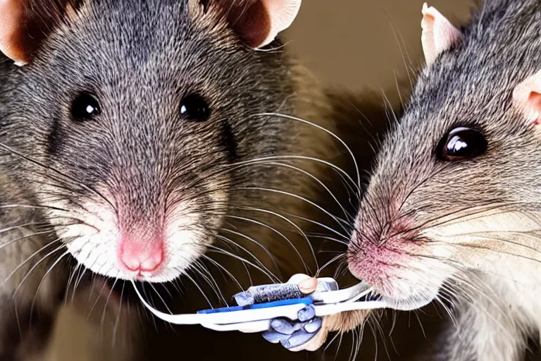 Prompt: photo, furry antropomorphic rat - woman with emma watson face eats thick internet cable! highly detailed, intricate details