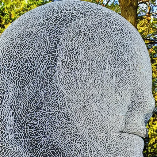 Image similar to A land art. A rip in spacetime. Did this device in her hand open a portal to another dimension or reality?! silver statue by Jaume Plensa, by Grace Cossington Smith CGI