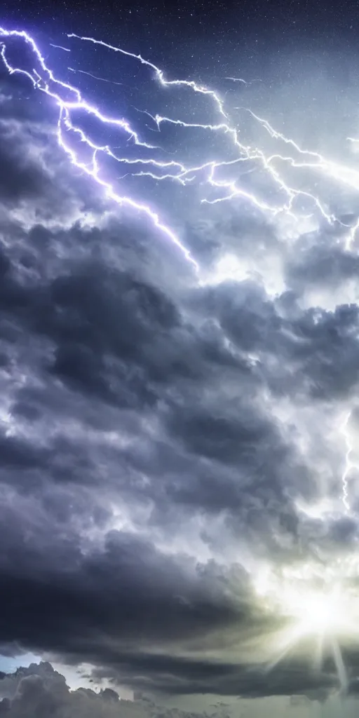 Image similar to realistic stormcloud sky with glimpses of flares