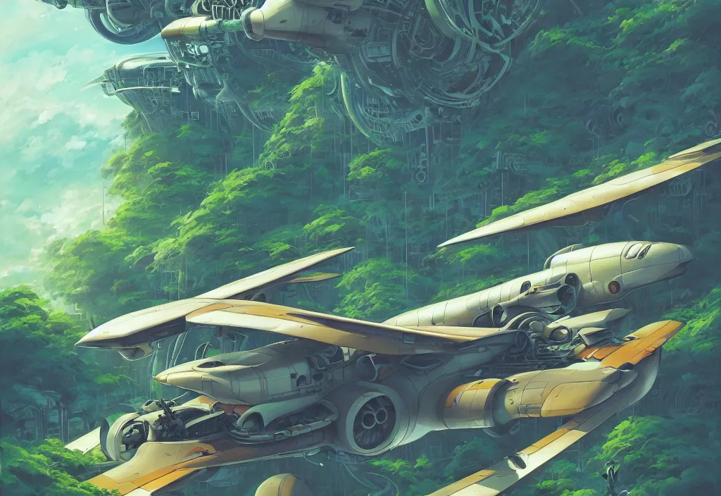 Prompt: chubby futuristic abandonned airplane in an alien jungle, intricate oil painting, high detail illustration, sharp high detail, manga and anime 1 9 9 9, official fanart behance hd artstation by jesper ejsing and makoto shinkai, 4 k,